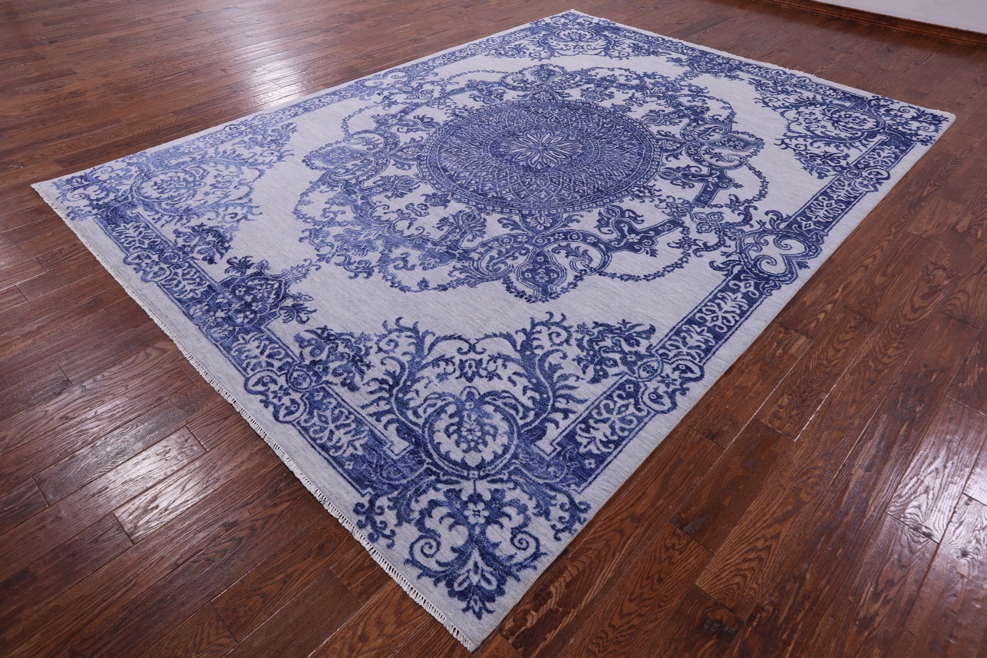 Grey Persian Hand Knotted Wool & Silk Rug - 8' 10" X 12' 4" - Golden Nile