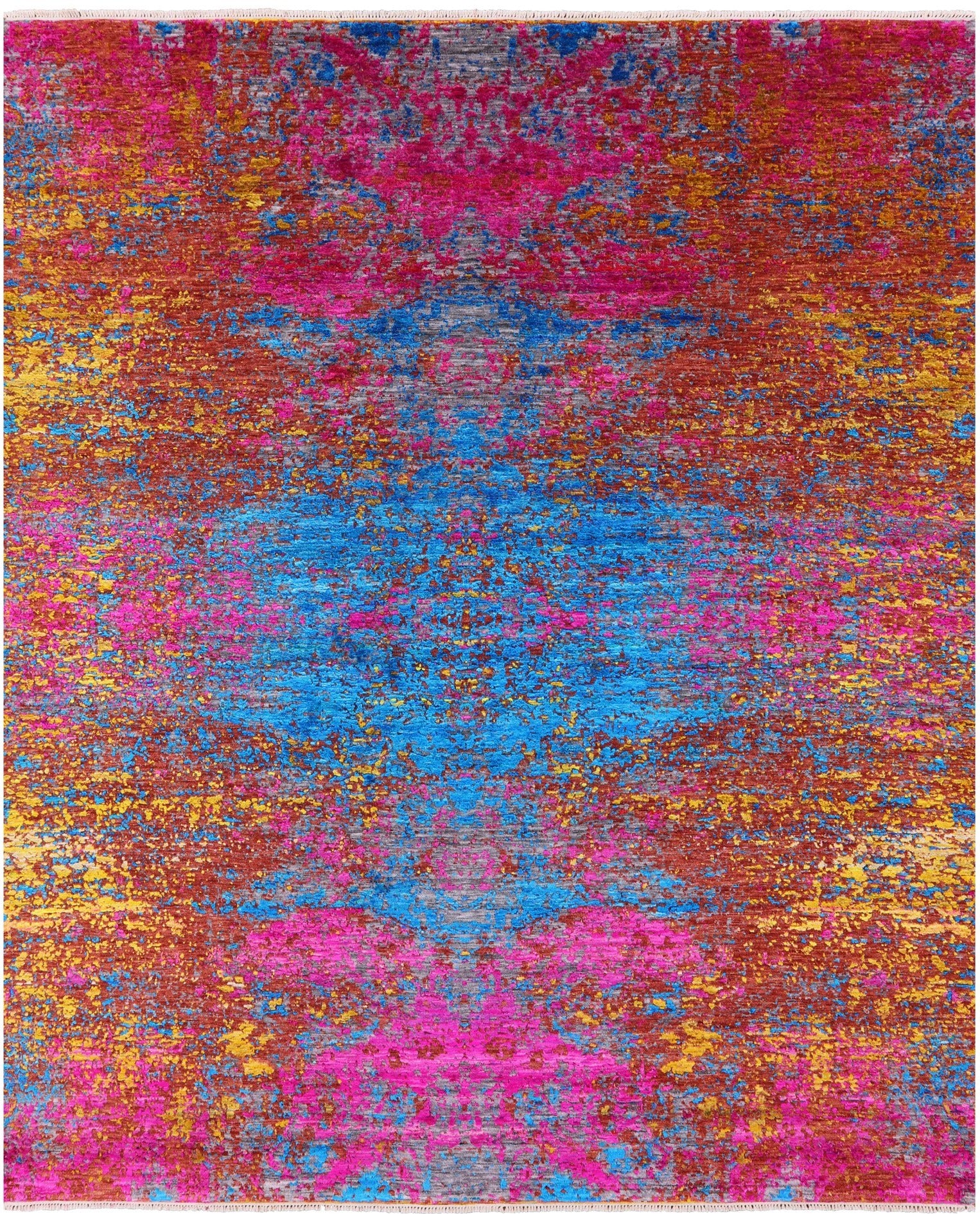 Contemporary Hand Knotted Wool & Silk Rug - 7' 10" X 9' 8" - Golden Nile