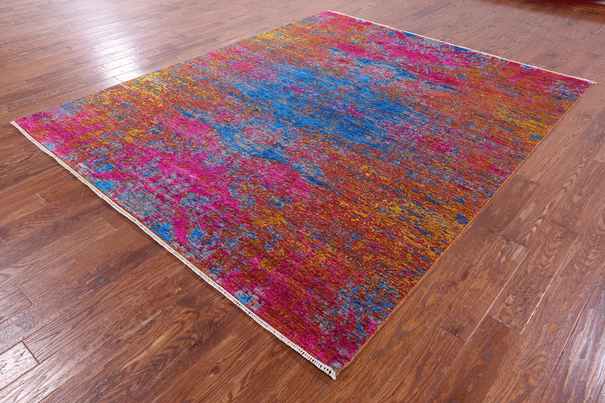 Contemporary Hand Knotted Wool & Silk Rug - 7' 10" X 9' 8" - Golden Nile
