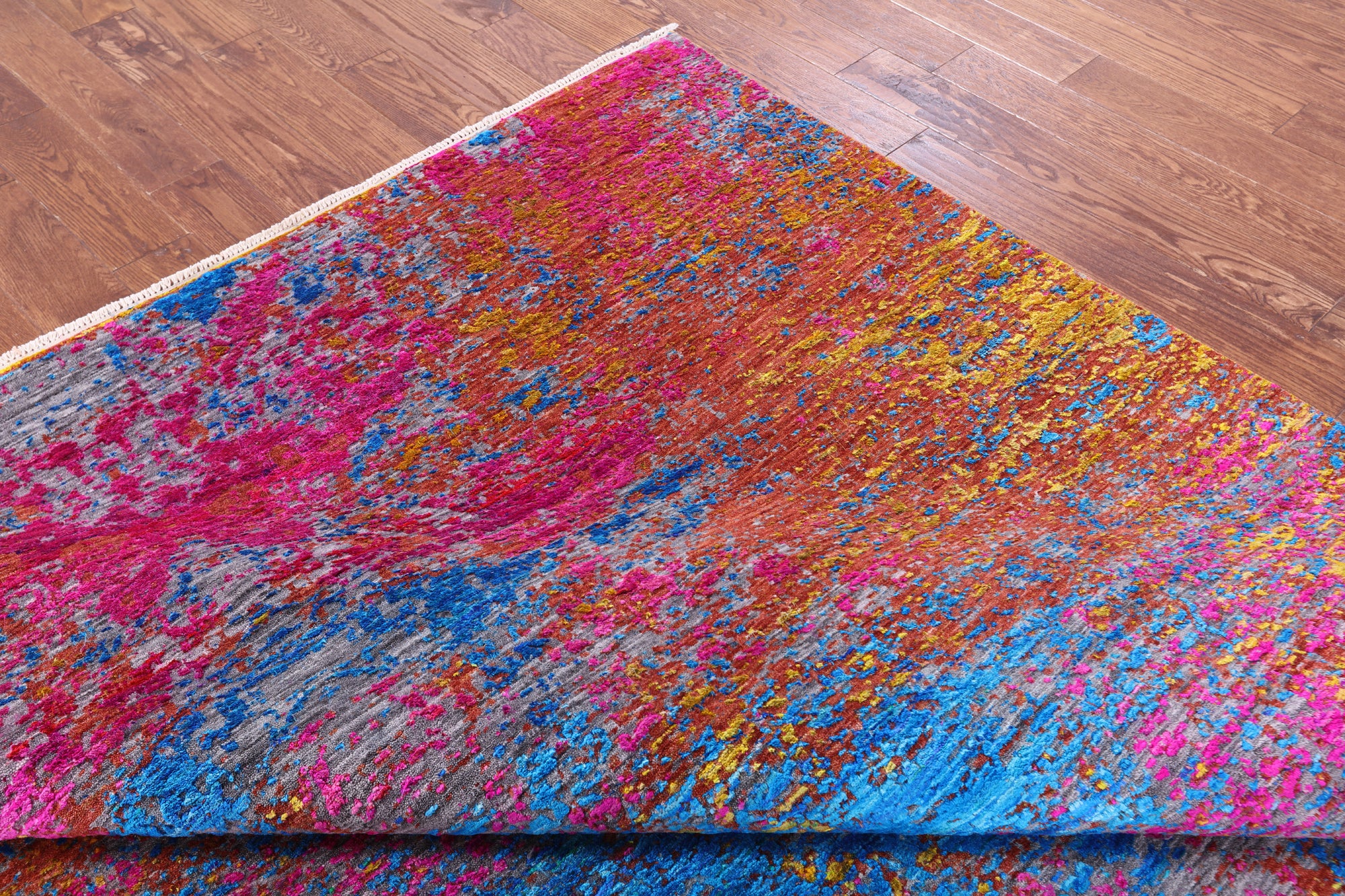 Contemporary Hand Knotted Wool & Silk Rug - 7' 10" X 9' 8" - Golden Nile