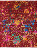 Brown Sickle Leaf Design Persian Hand Knotted Wool & Silk Rug - 7' 10" X 10' 1" - Golden Nile