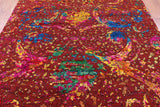 Brown Sickle Leaf Design Persian Hand Knotted Wool & Silk Rug - 7' 10" X 10' 1" - Golden Nile
