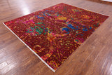 Brown Sickle Leaf Design Persian Hand Knotted Wool & Silk Rug - 7' 10" X 10' 1" - Golden Nile