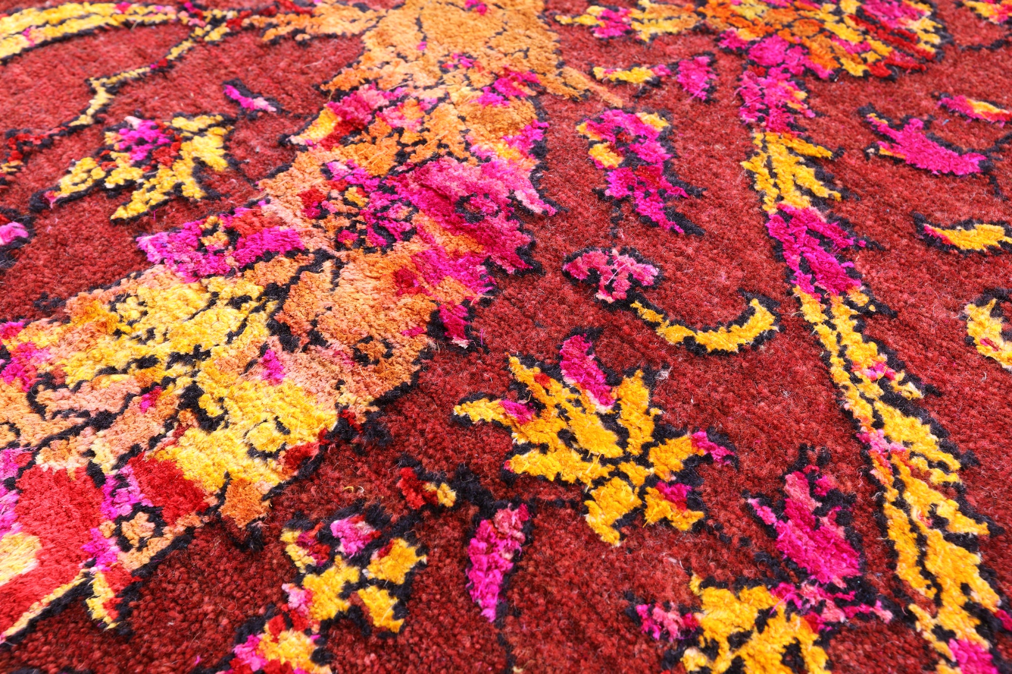 Brown Sickle Leaf Design Persian Hand Knotted Wool & Silk Rug - 7' 10" X 10' 1" - Golden Nile