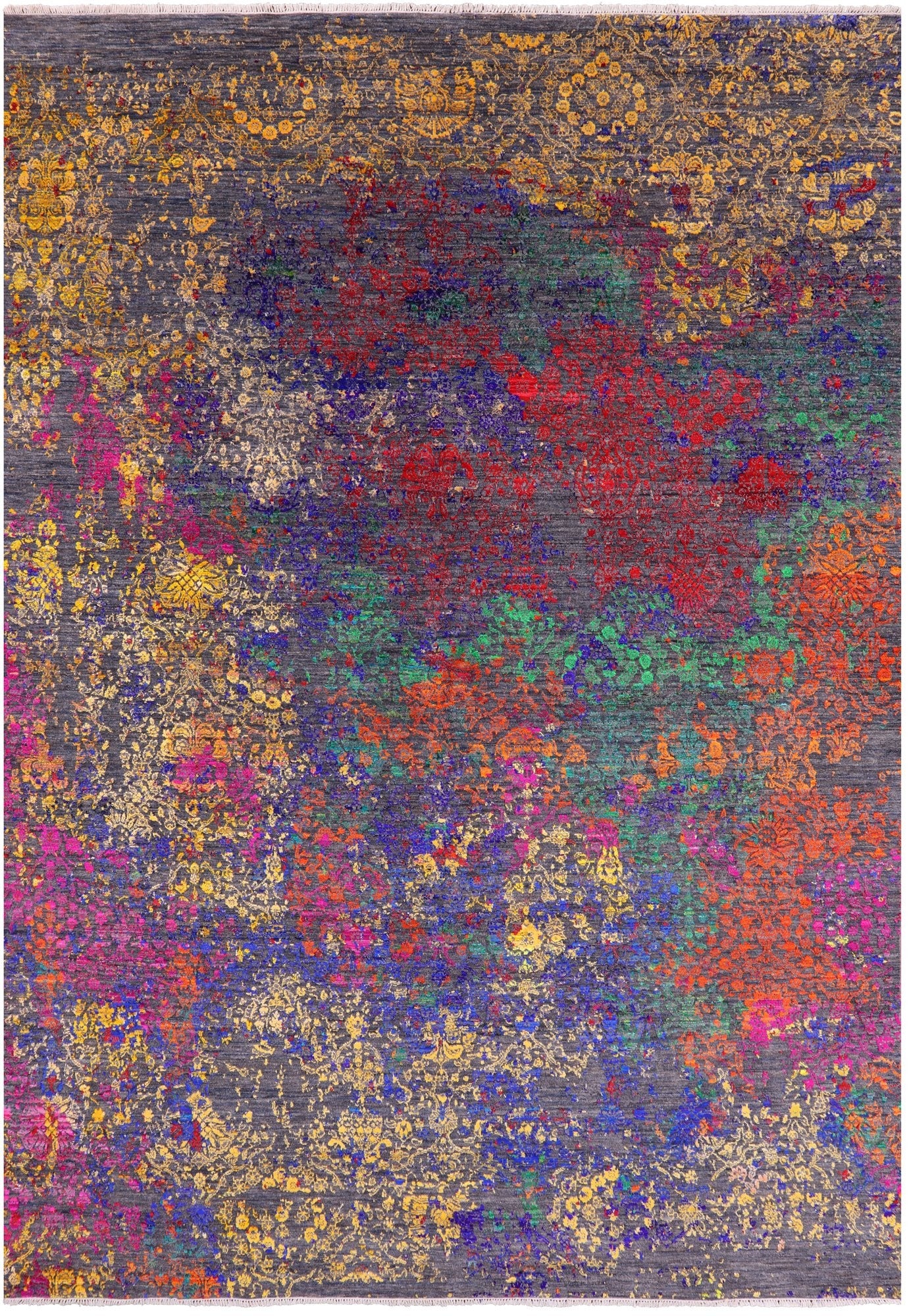 Contemporary Handmade Wool & Silk Rug - 8' 9" X 11' 11" - Golden Nile