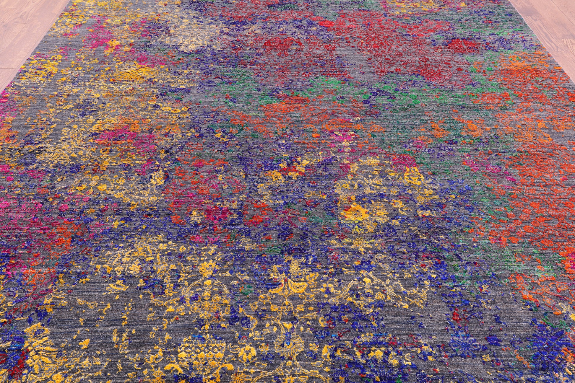 Contemporary Handmade Wool & Silk Rug - 8' 9" X 11' 11" - Golden Nile