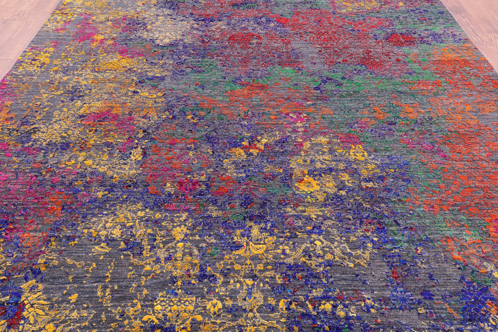 Contemporary Handmade Wool & Silk Rug - 8' 9" X 11' 11" - Golden Nile