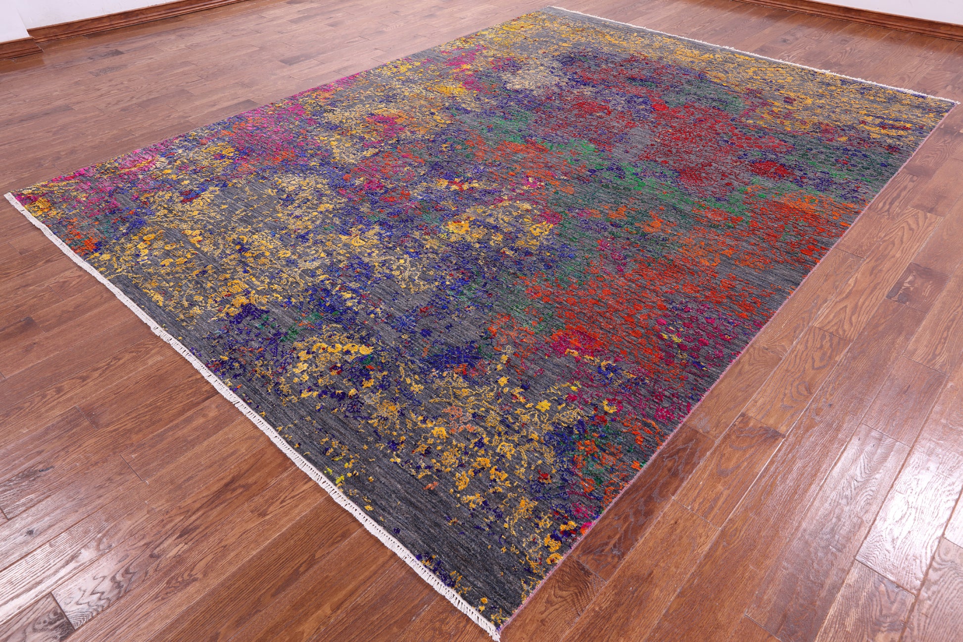 Contemporary Handmade Wool & Silk Rug - 8' 9" X 11' 11" - Golden Nile