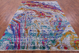 Abstract Contemporary Hand Knotted Wool & Silk Rug - 7' 11" X 10' 3" - Golden Nile