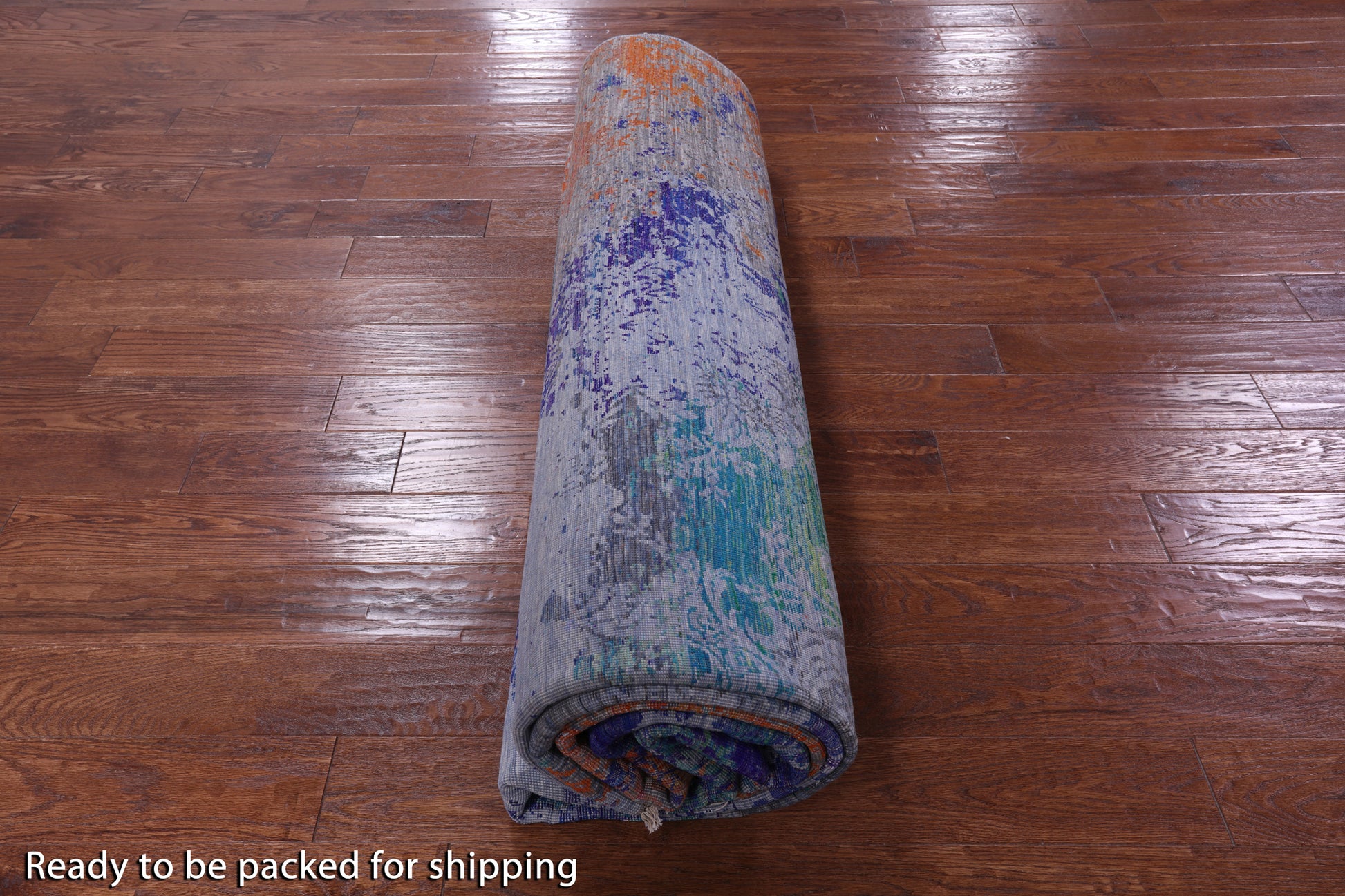 Abstract Contemporary Handmade Wool & Silk Rug - 9' 1" X 12' 0" - Golden Nile