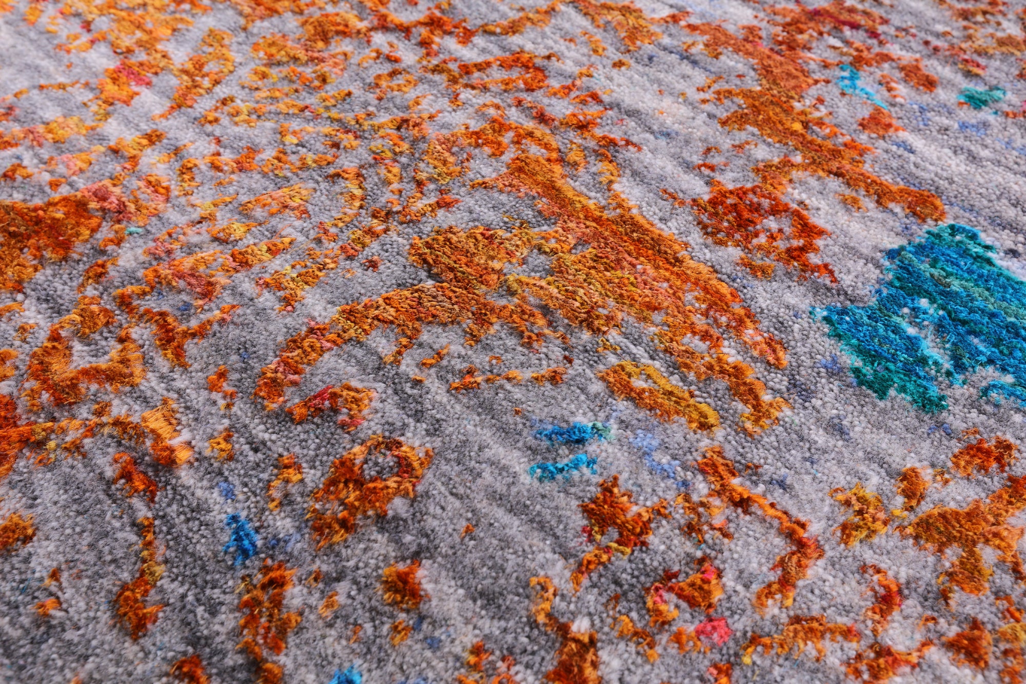 Abstract Contemporary Handmade Wool & Silk Rug - 9' 1" X 12' 0" - Golden Nile