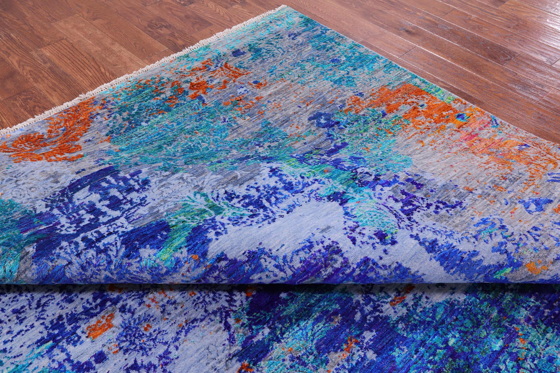 Abstract Contemporary Handmade Wool & Silk Rug - 9' 1" X 12' 0" - Golden Nile