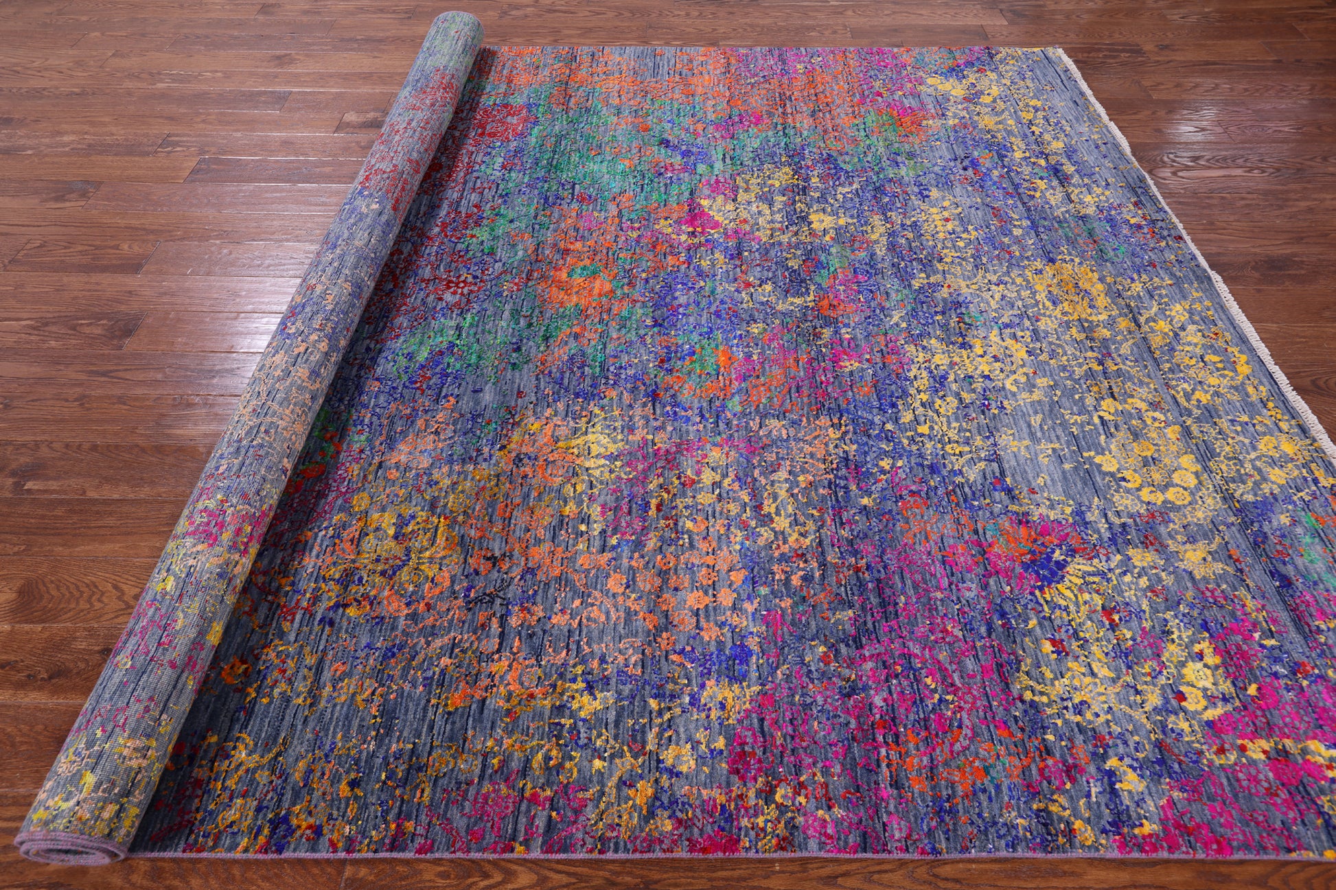 Contemporary Hand Knotted Wool & Silk Rug - 7' 1" X 10' 2" - Golden Nile