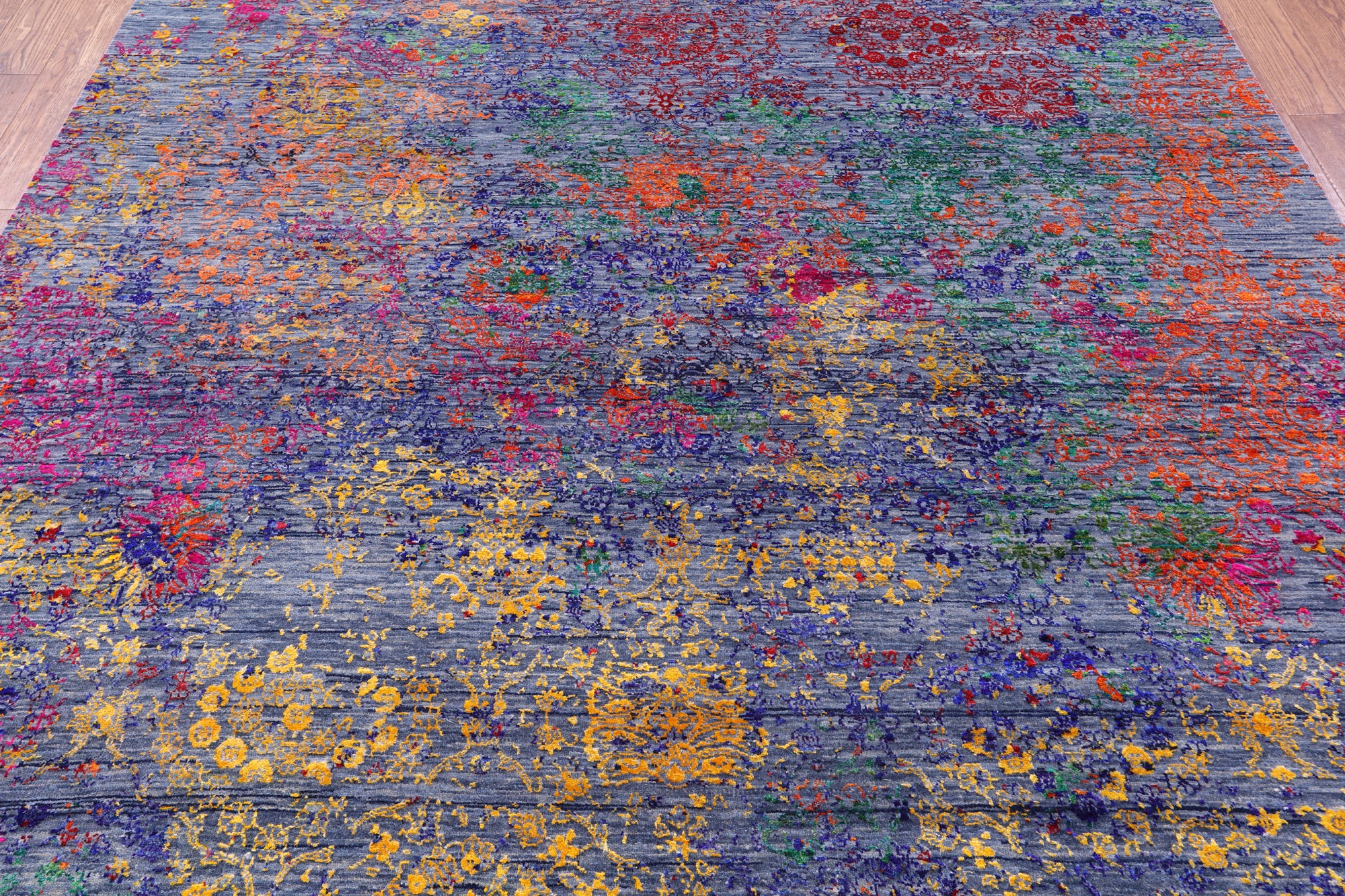 Contemporary Hand Knotted Wool & Silk Rug - 7' 1" X 10' 2" - Golden Nile