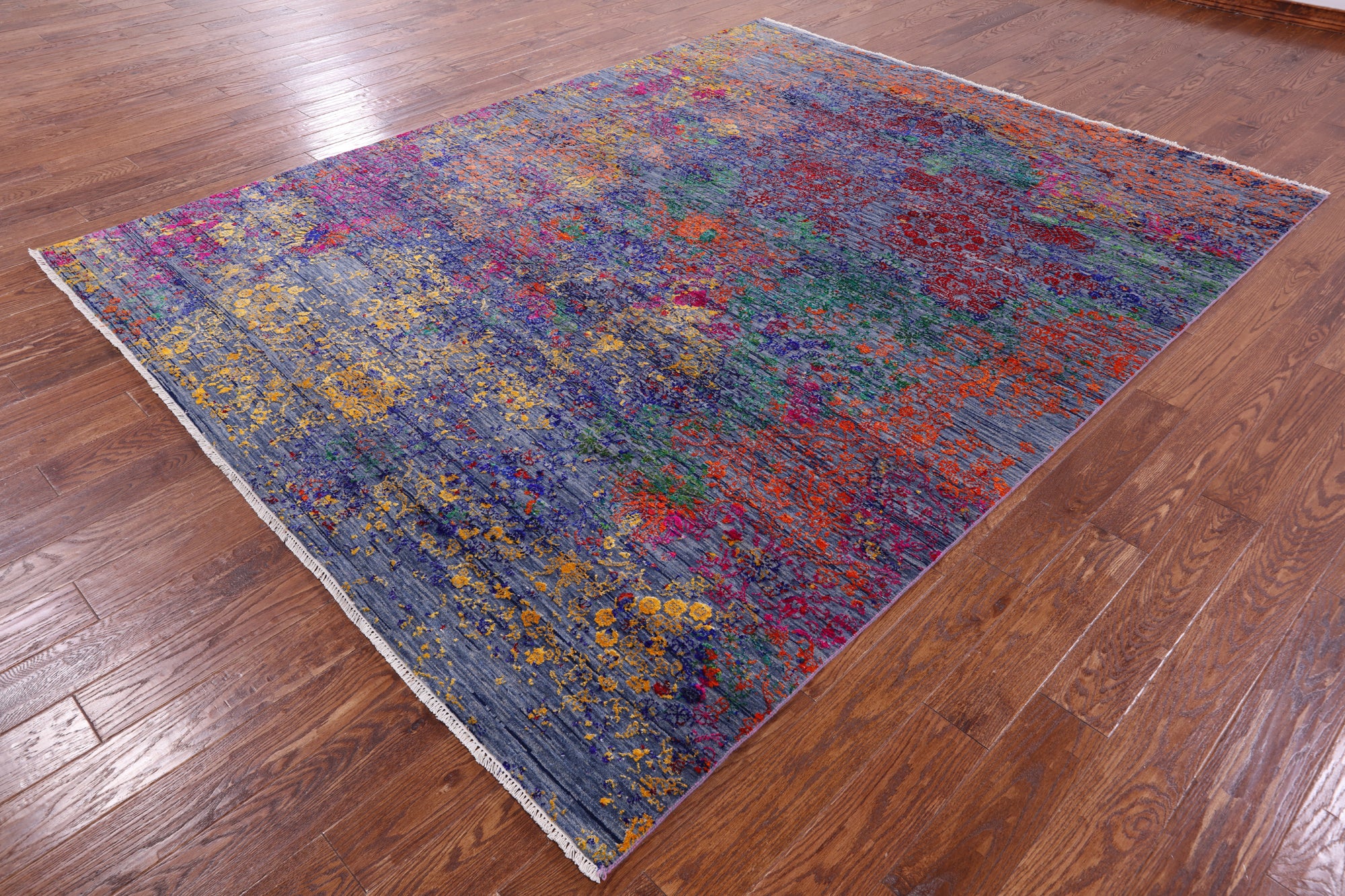 Contemporary Hand Knotted Wool & Silk Rug - 7' 1" X 10' 2" - Golden Nile