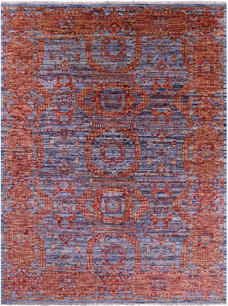 Geometric Persian Mamluk Hand Knotted Wool Rug - 10' 0" X 13' 11" - Golden Nile