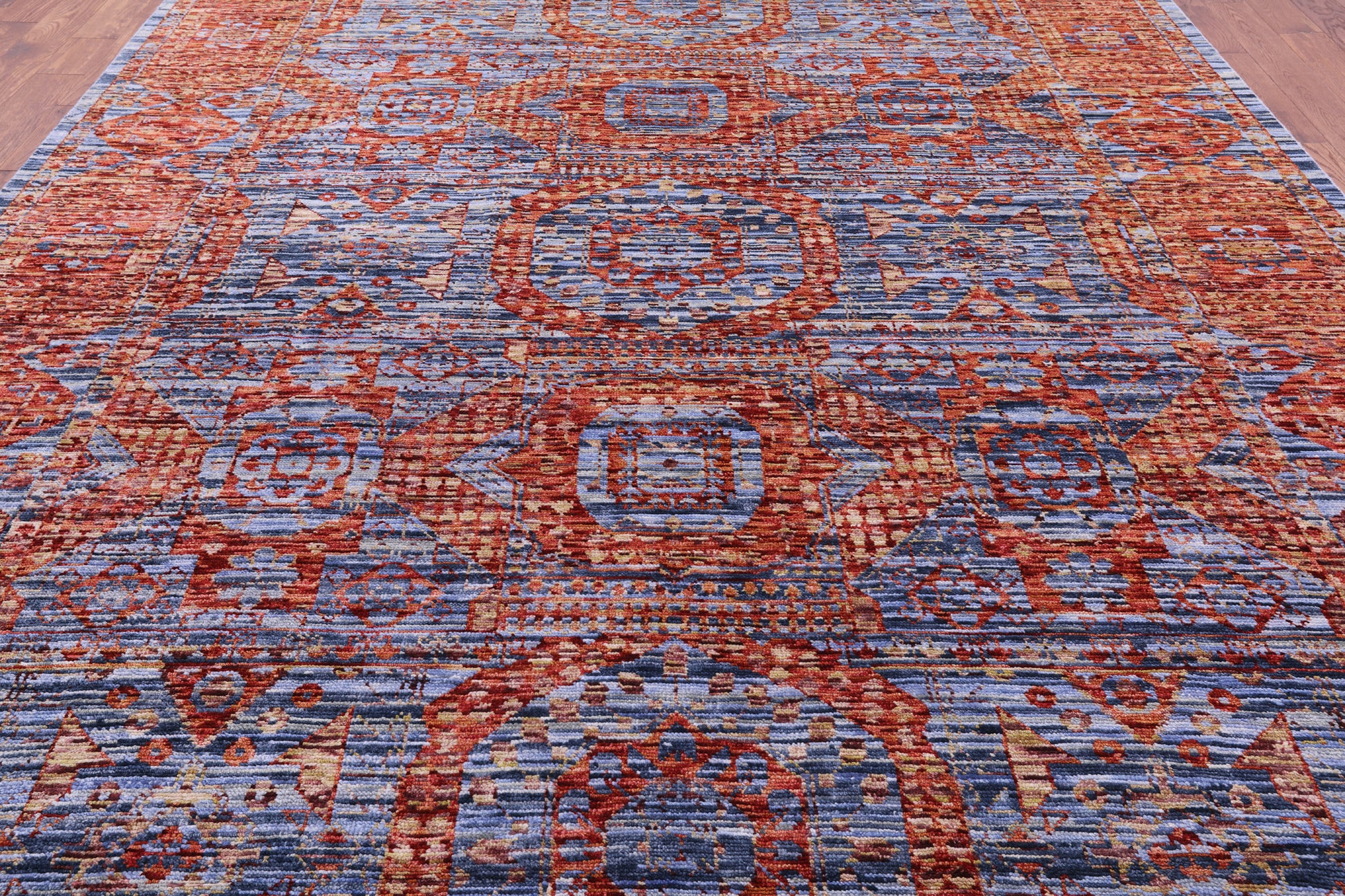 Geometric Persian Mamluk Hand Knotted Wool Rug - 10' 0" X 13' 11" - Golden Nile