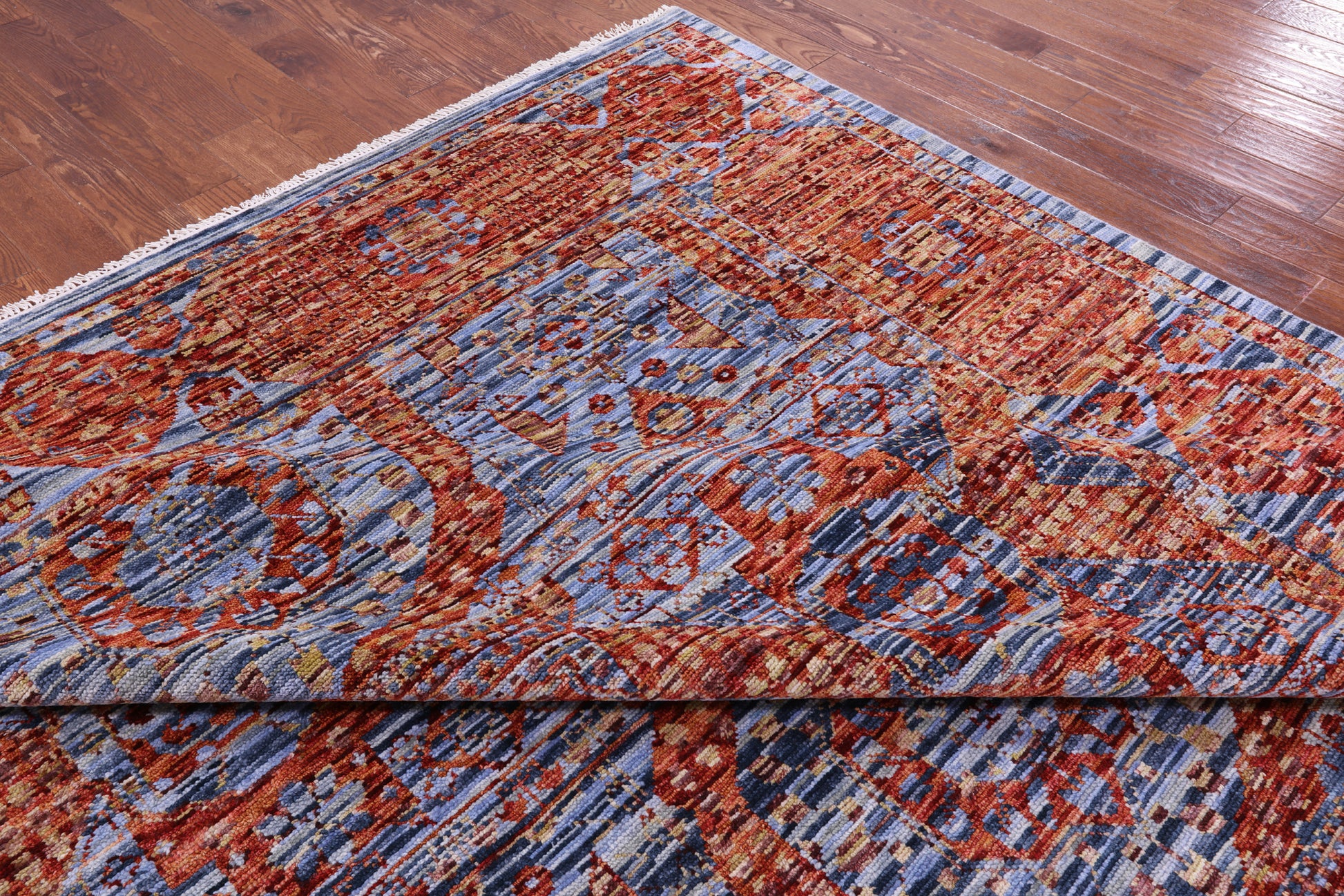 Geometric Persian Mamluk Hand Knotted Wool Rug - 10' 0" X 13' 11" - Golden Nile