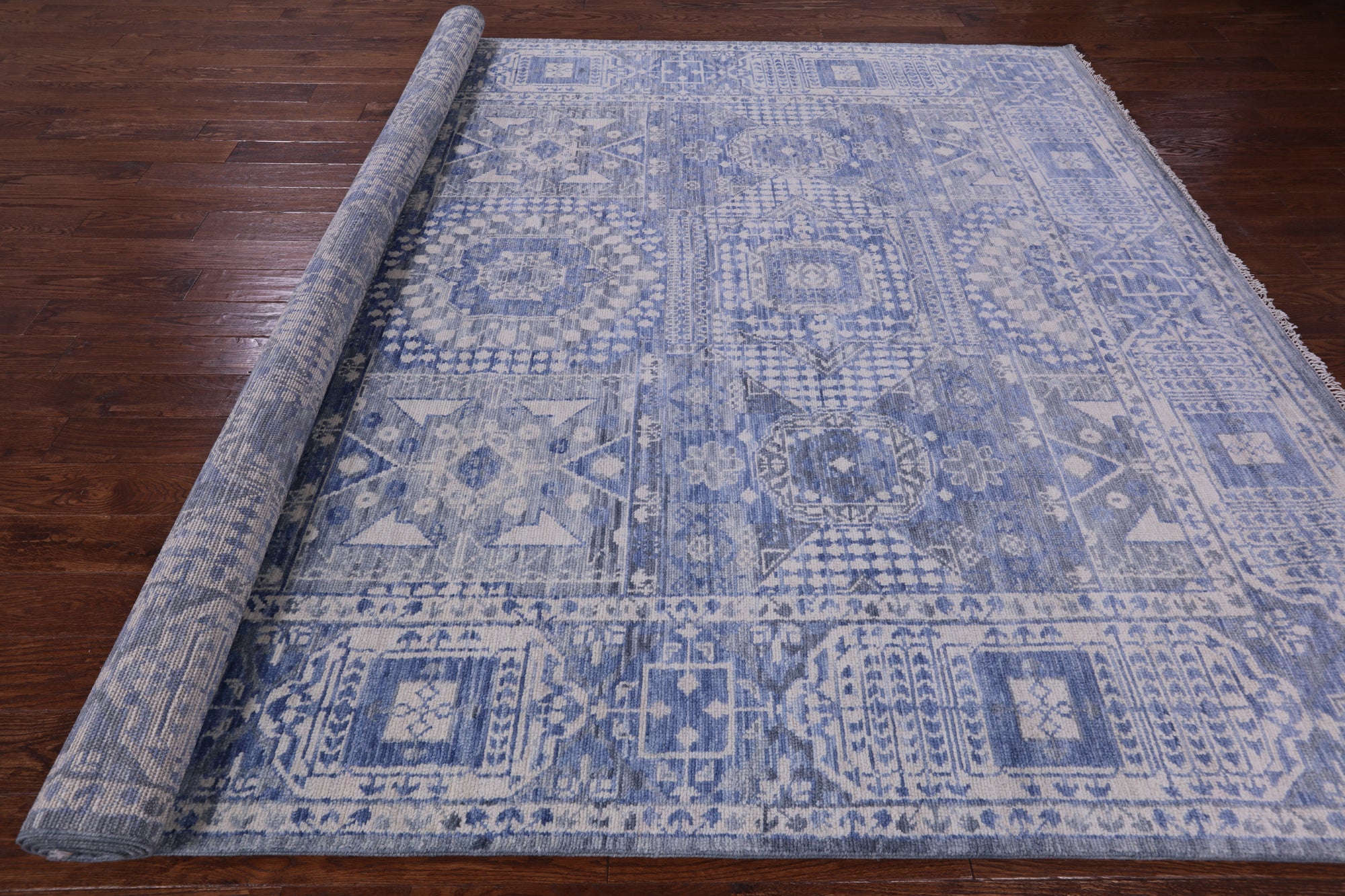 Geometric Persian Mamluk Hand Knotted Wool Rug - 8' 11" X 12' 1" - Golden Nile