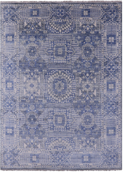 Geometric Persian Mamluk Hand Knotted Wool Rug - 8' 11" X 12' 1" - Golden Nile