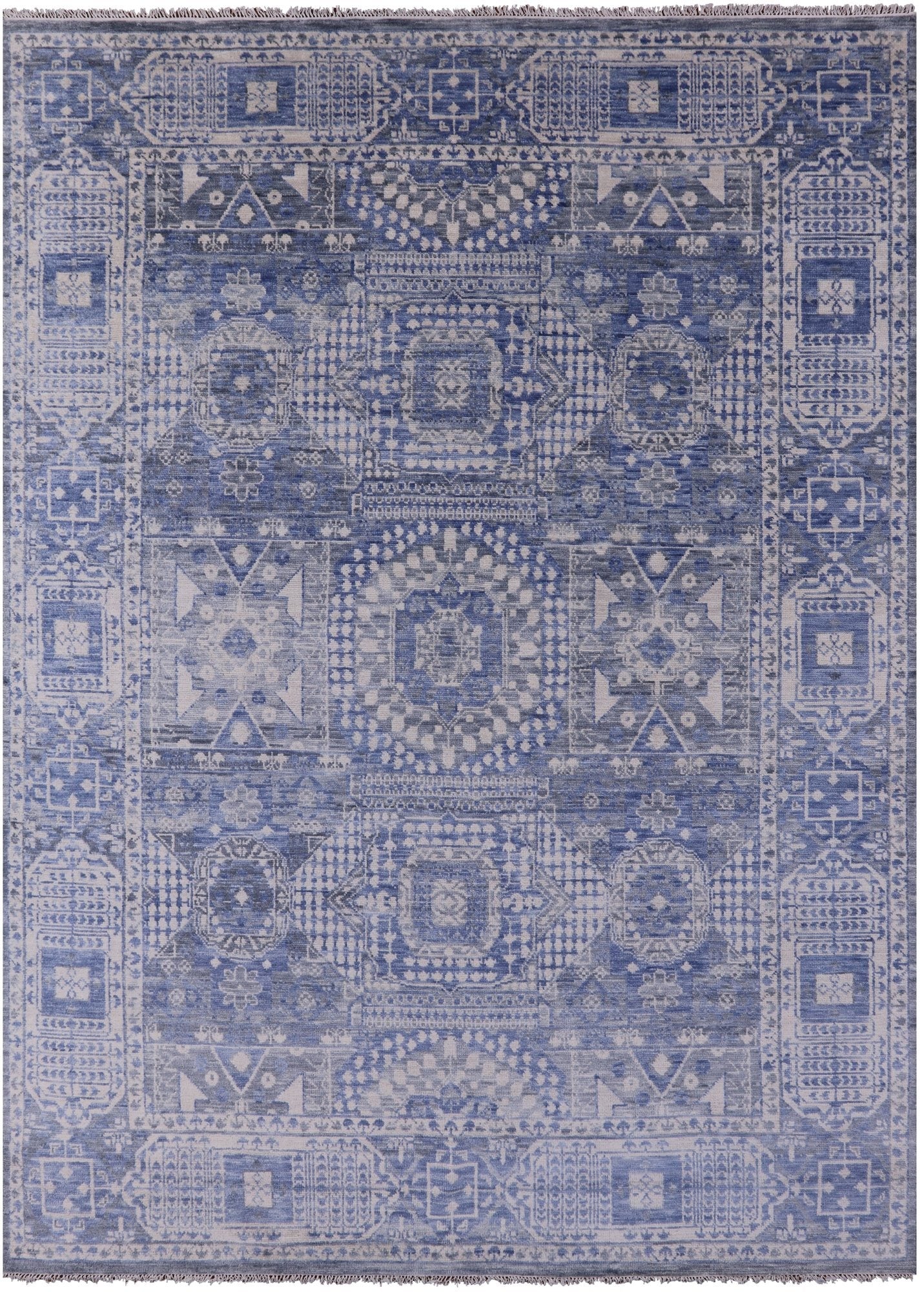 Geometric Persian Mamluk Hand Knotted Wool Rug - 8' 11" X 12' 1" - Golden Nile