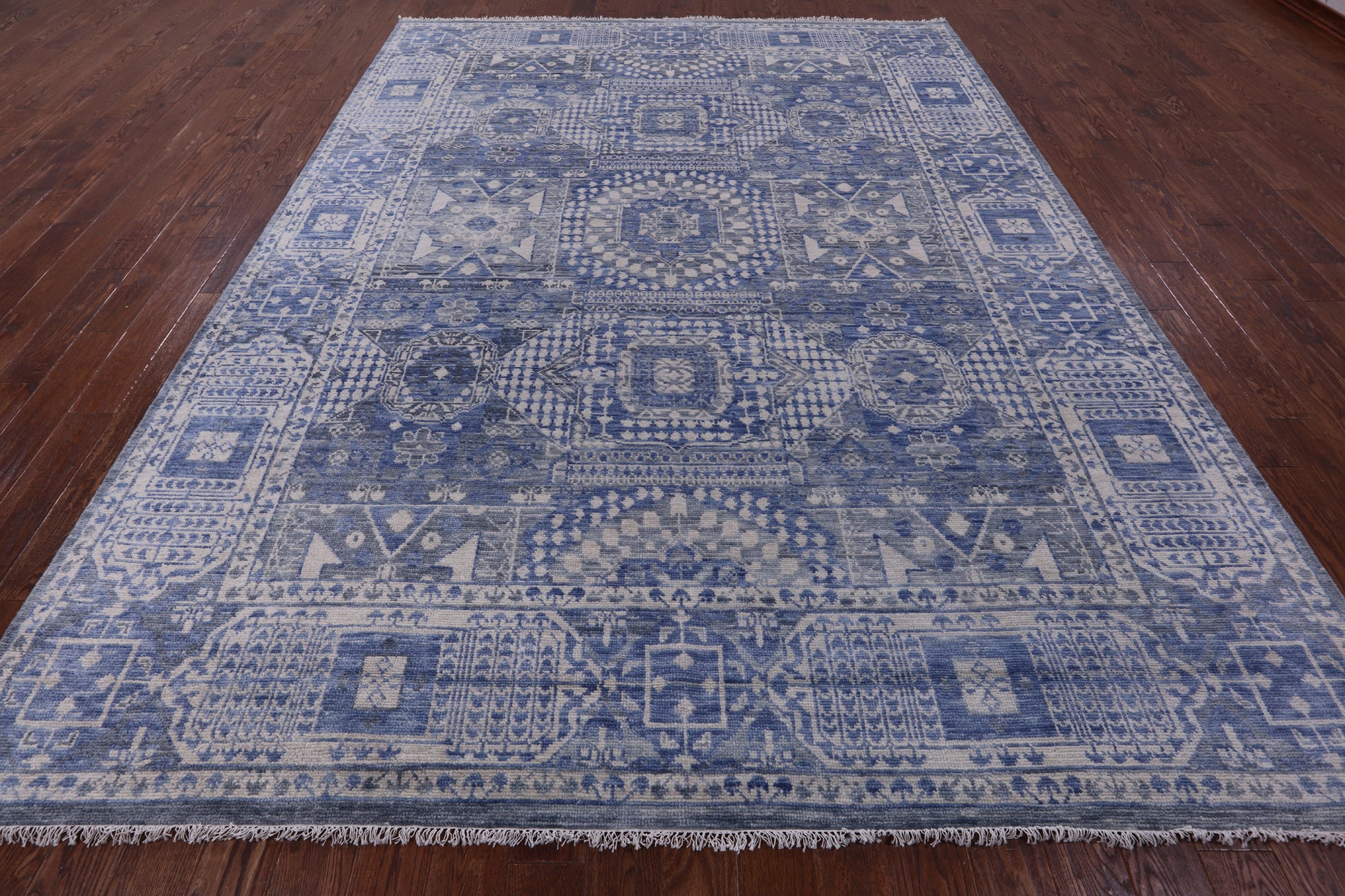 Geometric Persian Mamluk Hand Knotted Wool Rug - 8' 11" X 12' 1" - Golden Nile