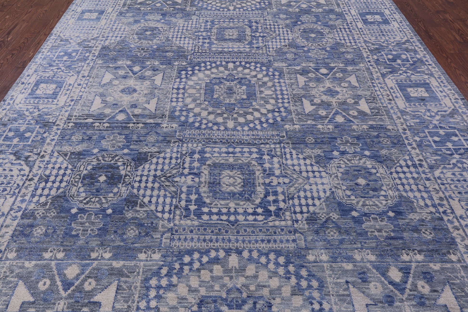 Geometric Persian Mamluk Hand Knotted Wool Rug - 8' 11" X 12' 1" - Golden Nile