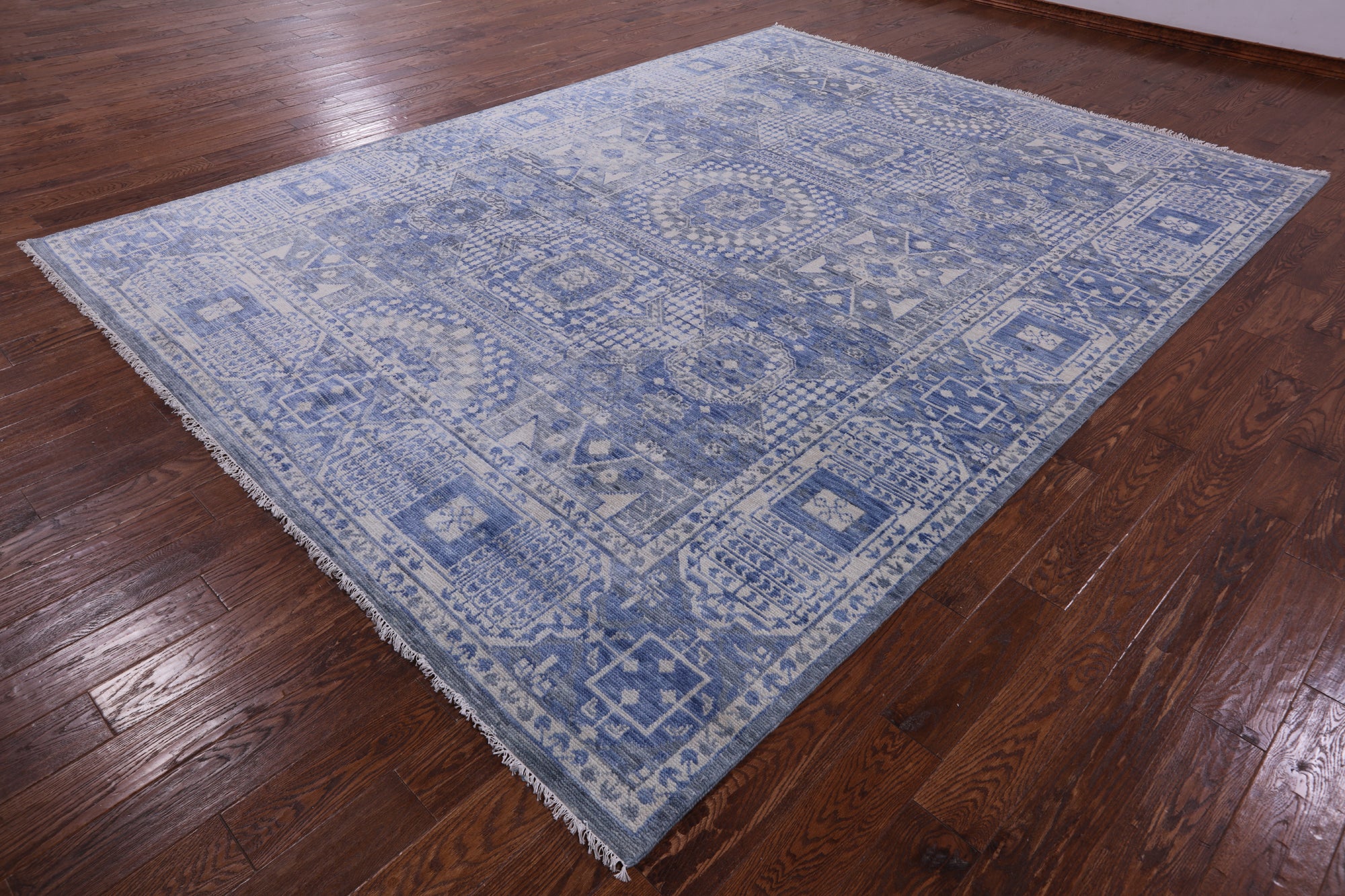 Geometric Persian Mamluk Hand Knotted Wool Rug - 8' 11" X 12' 1" - Golden Nile