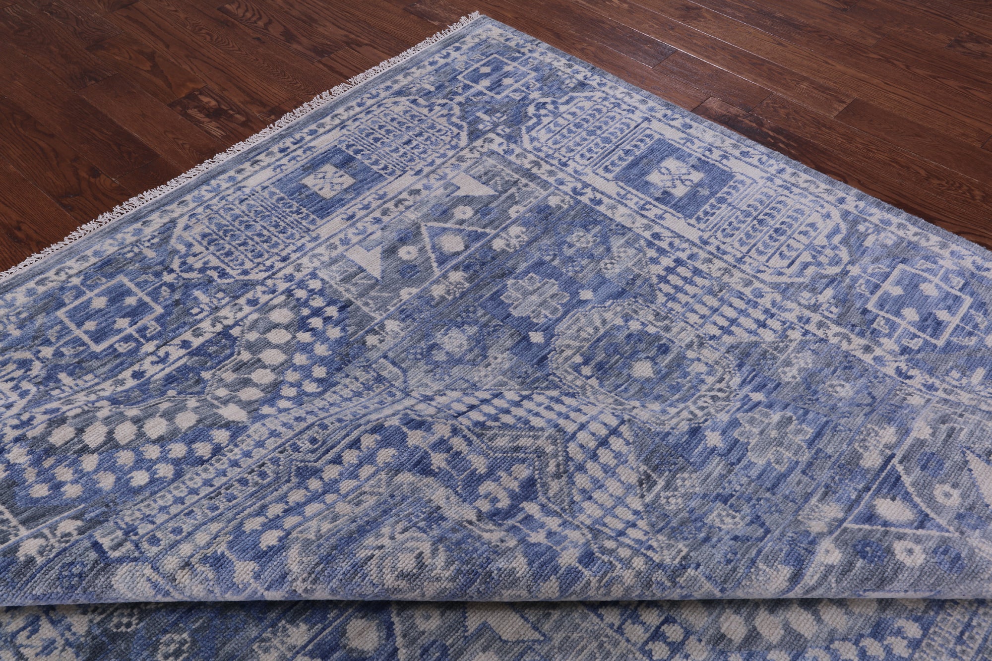 Geometric Persian Mamluk Hand Knotted Wool Rug - 8' 11" X 12' 1" - Golden Nile