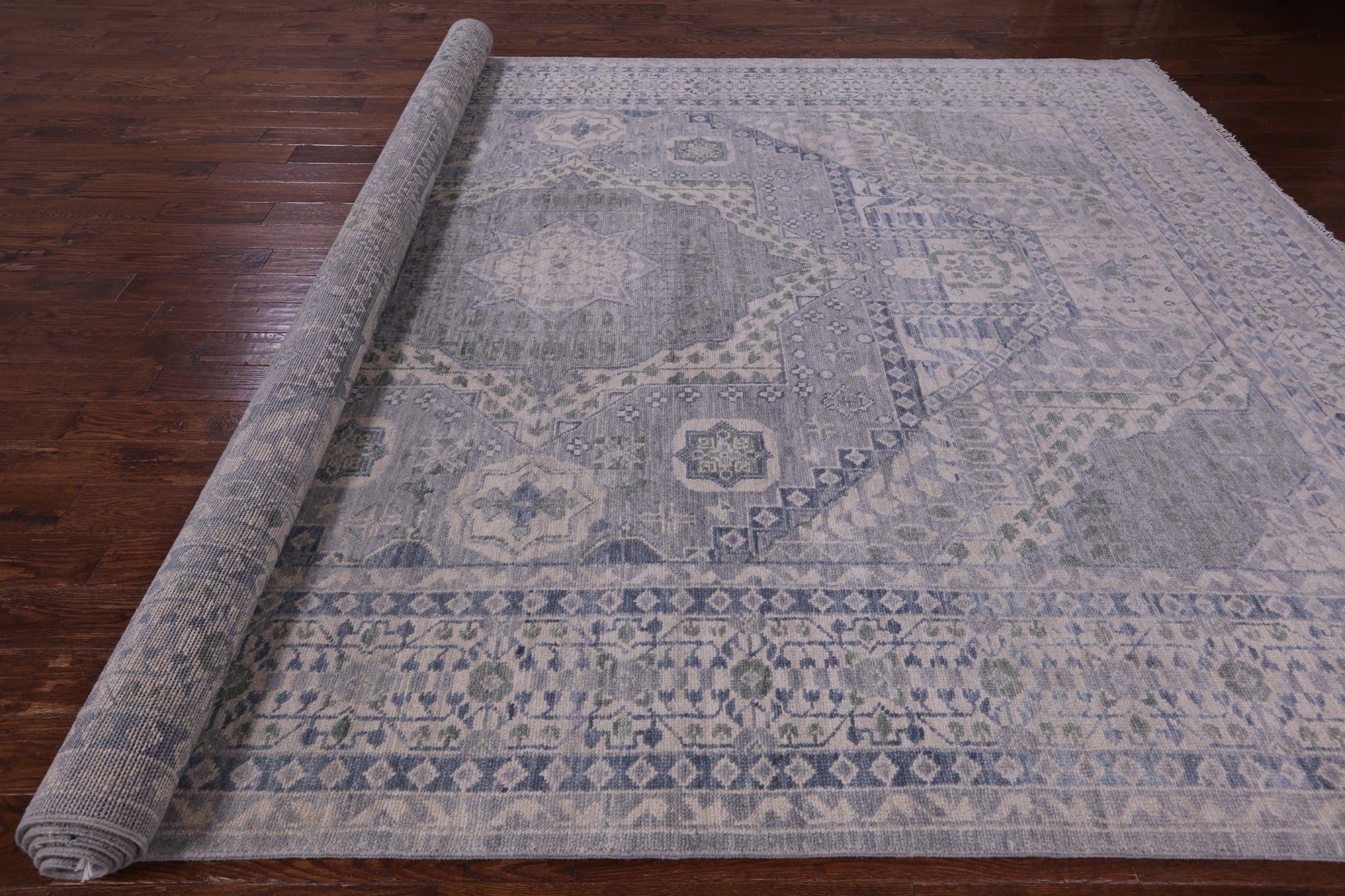 Geometric Persian Mamluk Hand Knotted Wool Rug - 9' 11" X 14' 0" - Golden Nile