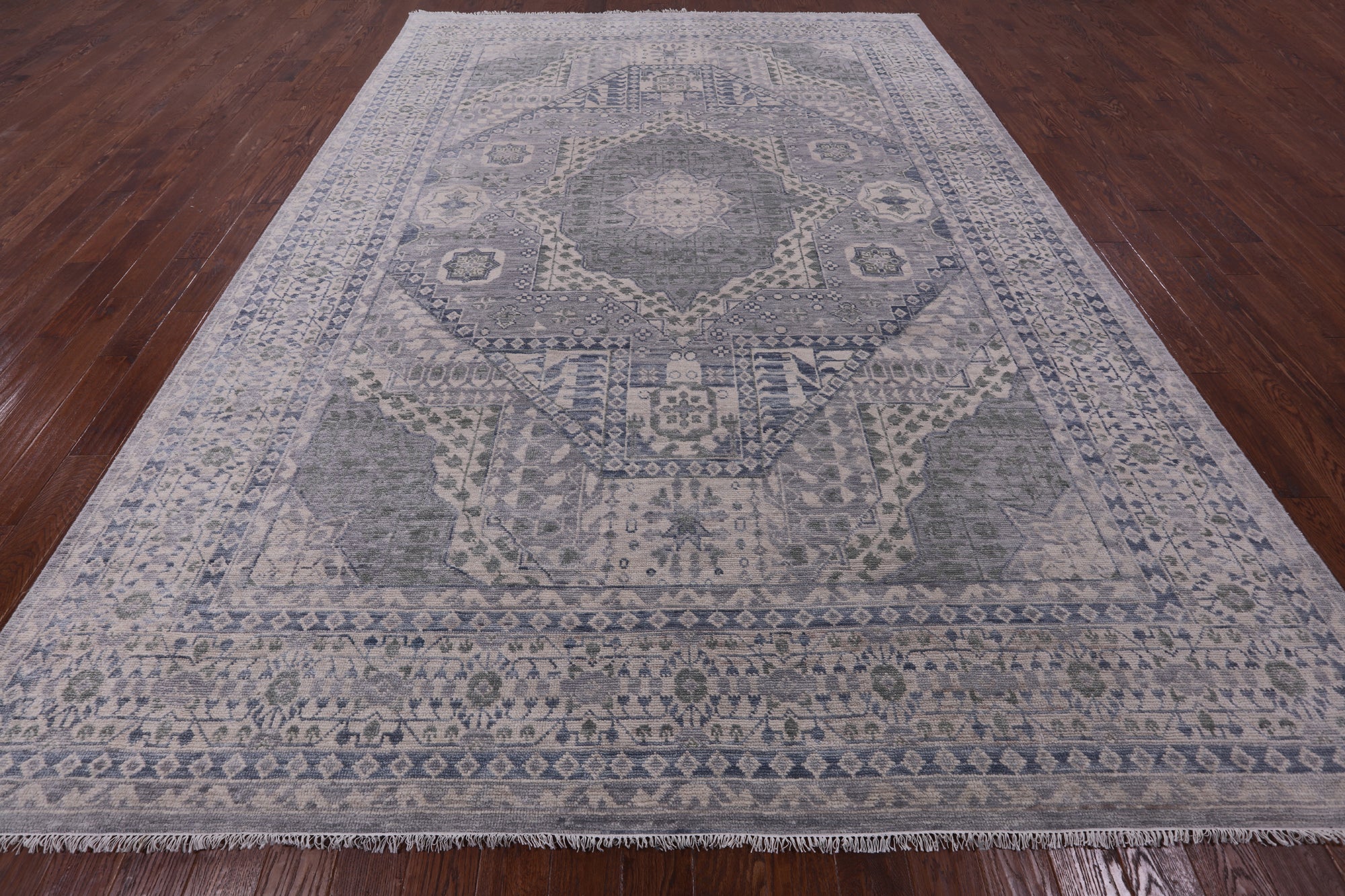 Geometric Persian Mamluk Hand Knotted Wool Rug - 9' 11" X 14' 0" - Golden Nile