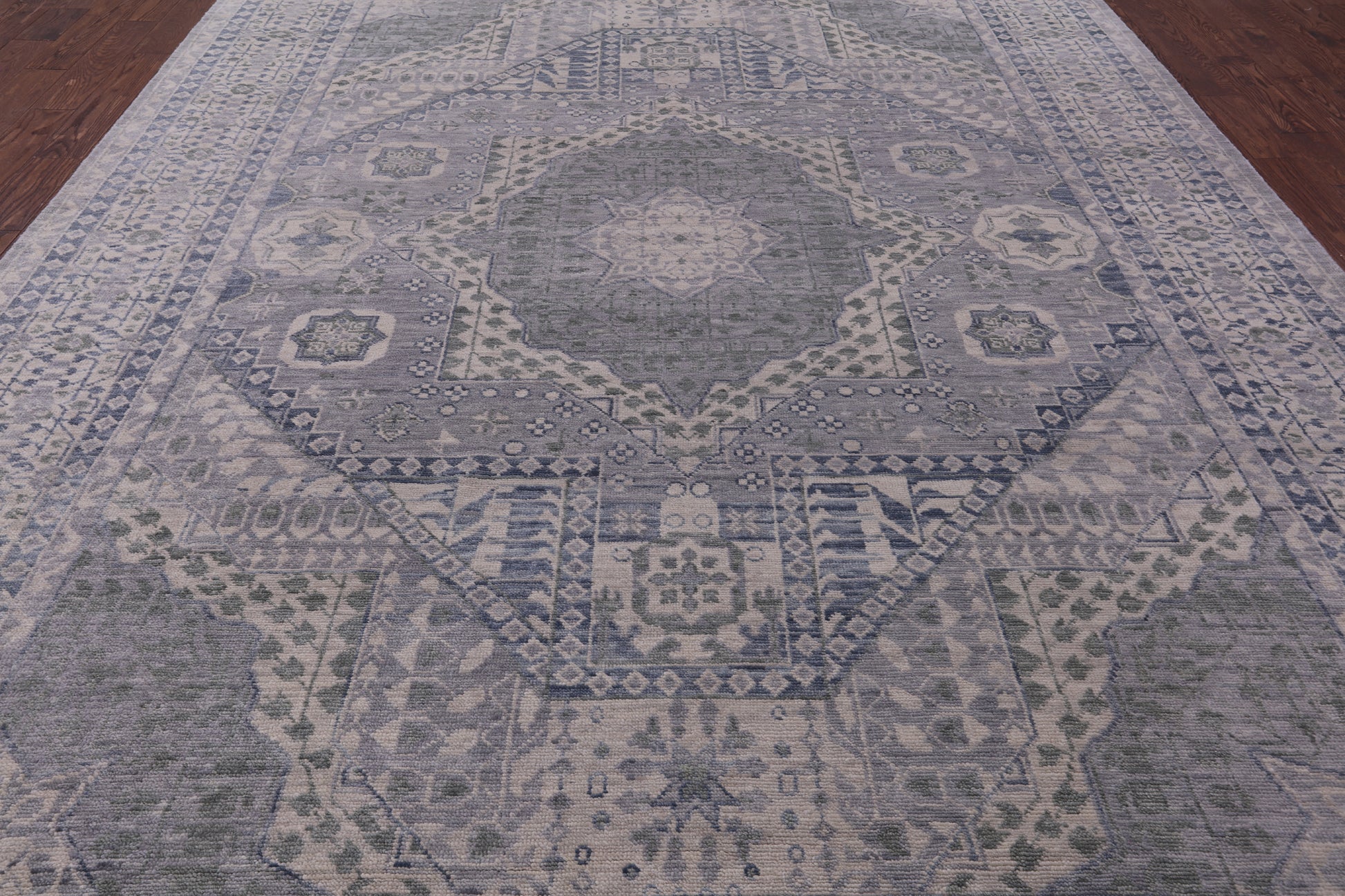 Geometric Persian Mamluk Hand Knotted Wool Rug - 9' 11" X 14' 0" - Golden Nile