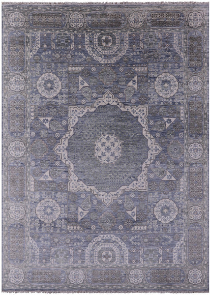 Geometric Persian Mamluk Hand Knotted Wool Rug - 8' 10" X 11' 8" - Golden Nile