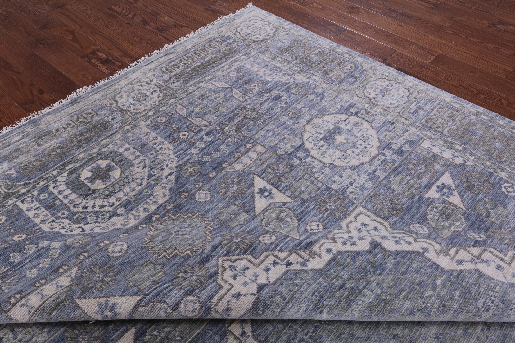 Geometric Persian Mamluk Hand Knotted Wool Rug - 8' 10" X 11' 8" - Golden Nile