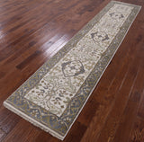 Ivory Turkish Oushak Hand Knotted Wool Runner Rug - 2' 8" X 12' 1" - Golden Nile