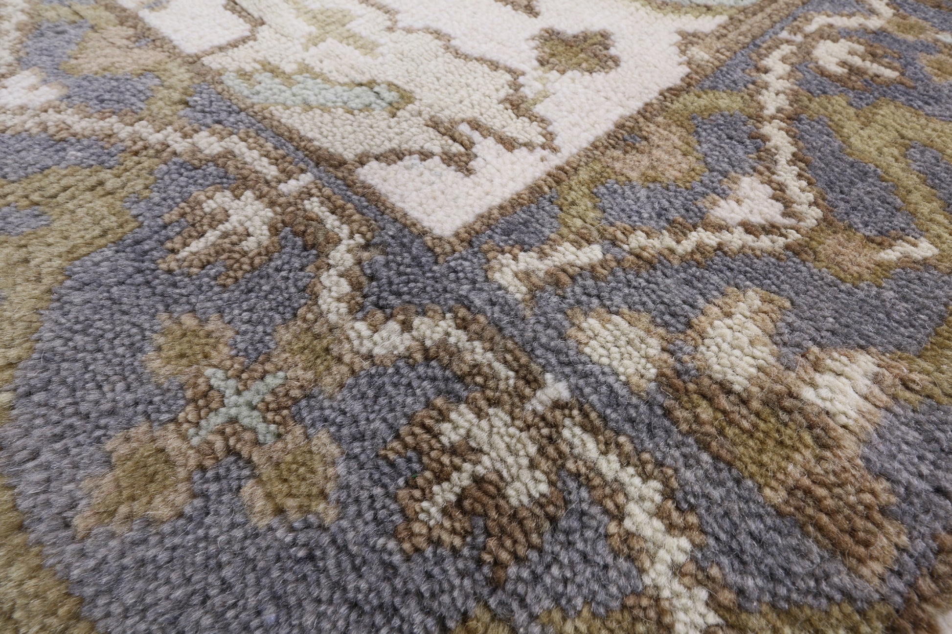 Ivory Turkish Oushak Hand Knotted Wool Runner Rug - 2' 8" X 12' 1" - Golden Nile