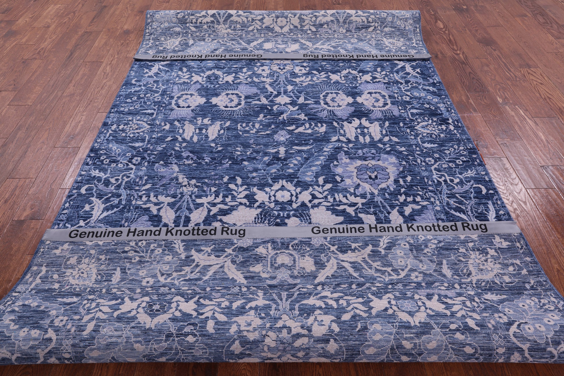 Blue Contemporary Hand Knotted Wool Rug - 6' 0" X 11' 10" - Golden Nile