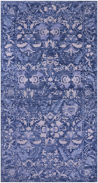 Blue Contemporary Hand Knotted Wool Rug - 6' 0" X 11' 10" - Golden Nile