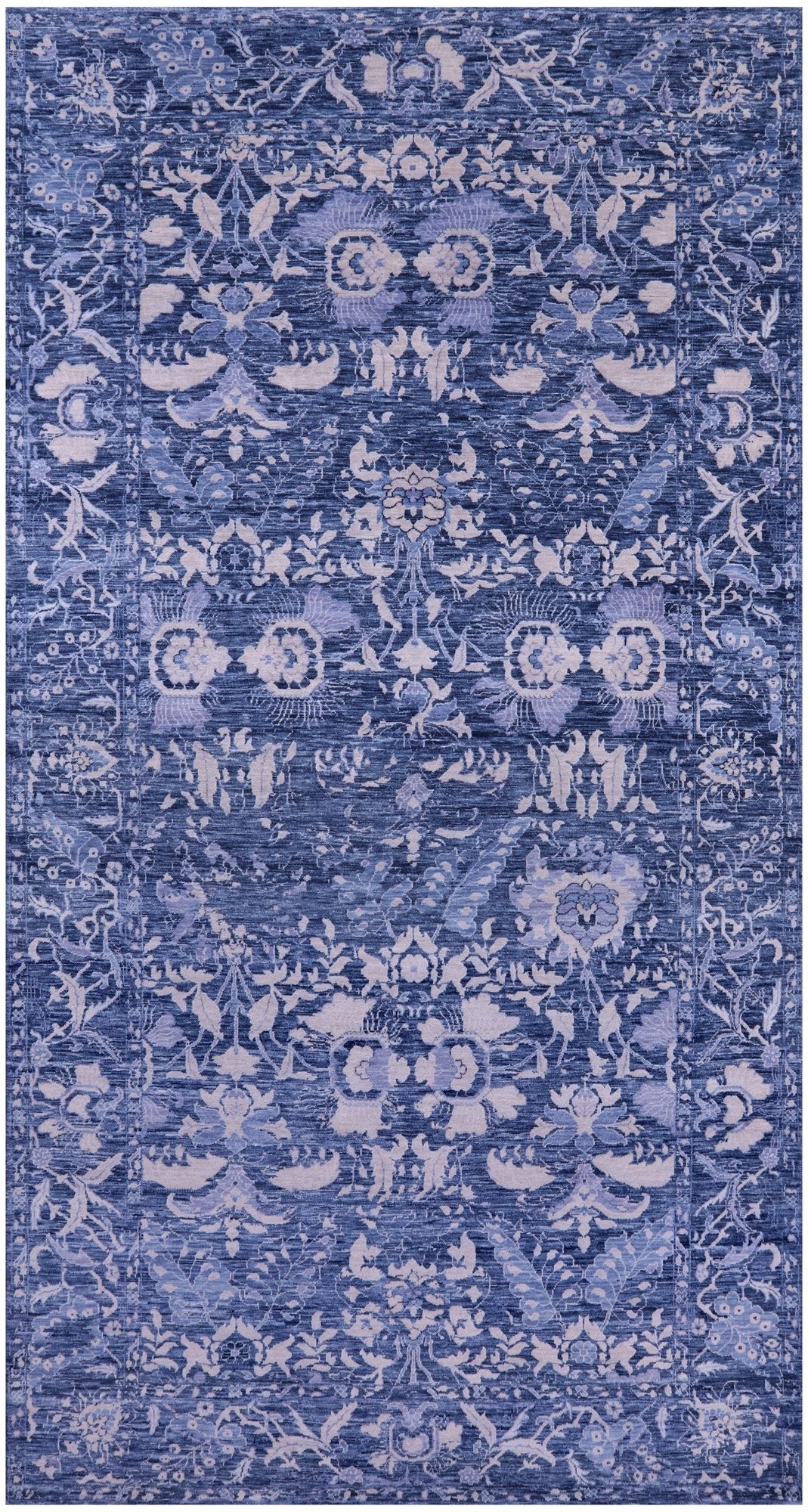 Blue Contemporary Hand Knotted Wool Rug - 6' 0" X 11' 10" - Golden Nile