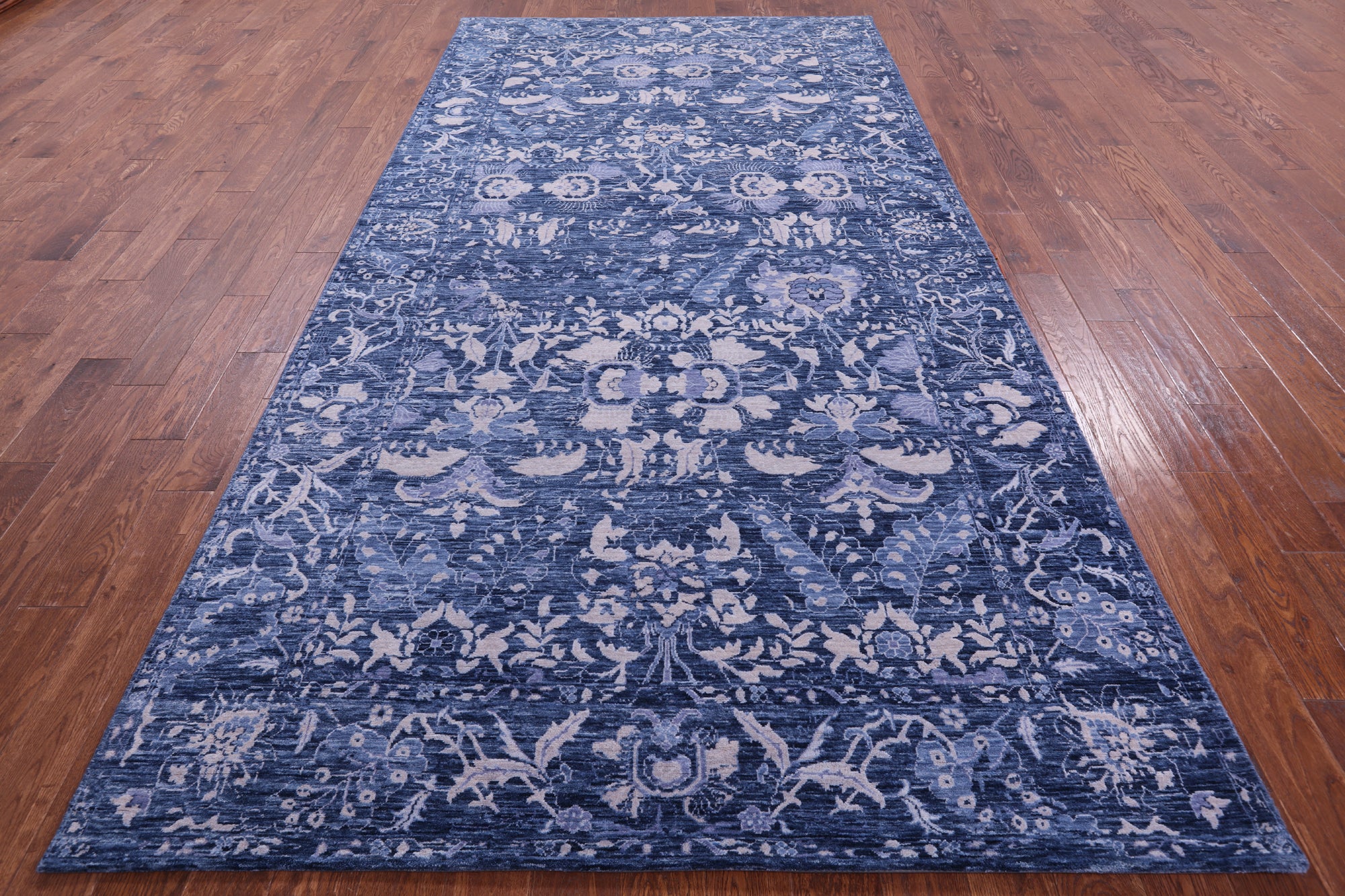 Blue Contemporary Hand Knotted Wool Rug - 6' 0" X 11' 10" - Golden Nile
