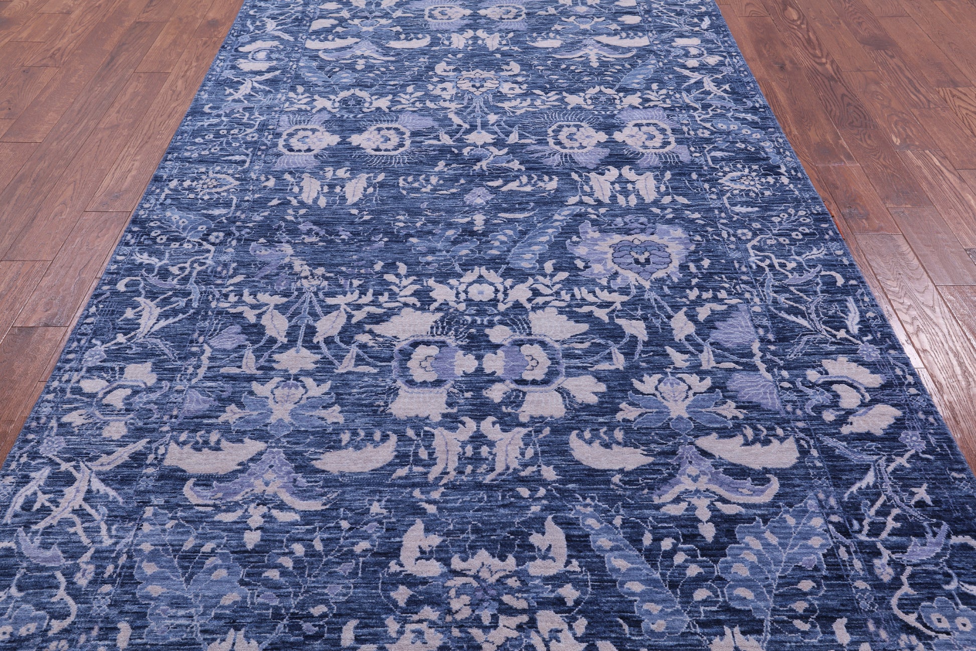 Blue Contemporary Hand Knotted Wool Rug - 6' 0" X 11' 10" - Golden Nile
