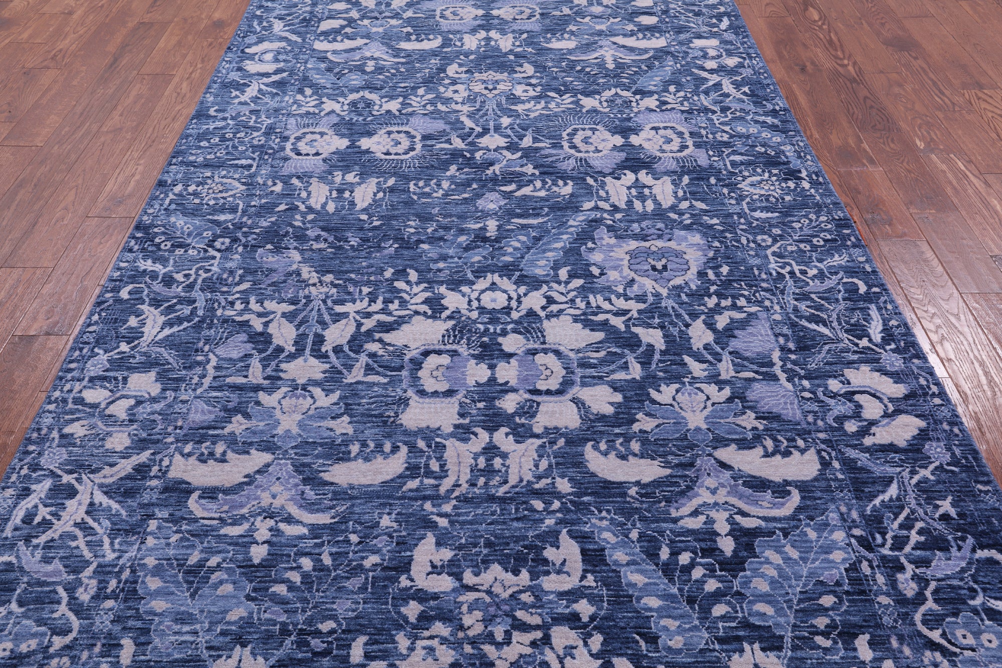Blue Contemporary Hand Knotted Wool Rug - 6' 0" X 11' 10" - Golden Nile