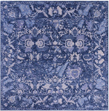 Blue Square Modern Hand Knotted Wool Rug - 7' 0" X 7' 0" - Golden Nile