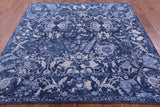 Blue Square Modern Hand Knotted Wool Rug - 7' 0" X 7' 0" - Golden Nile