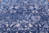 Blue Square Modern Hand Knotted Wool Rug - 7' 0" X 7' 0" - Golden Nile
