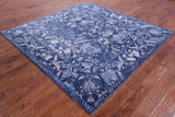 Blue Square Modern Hand Knotted Wool Rug - 7' 0" X 7' 0" - Golden Nile