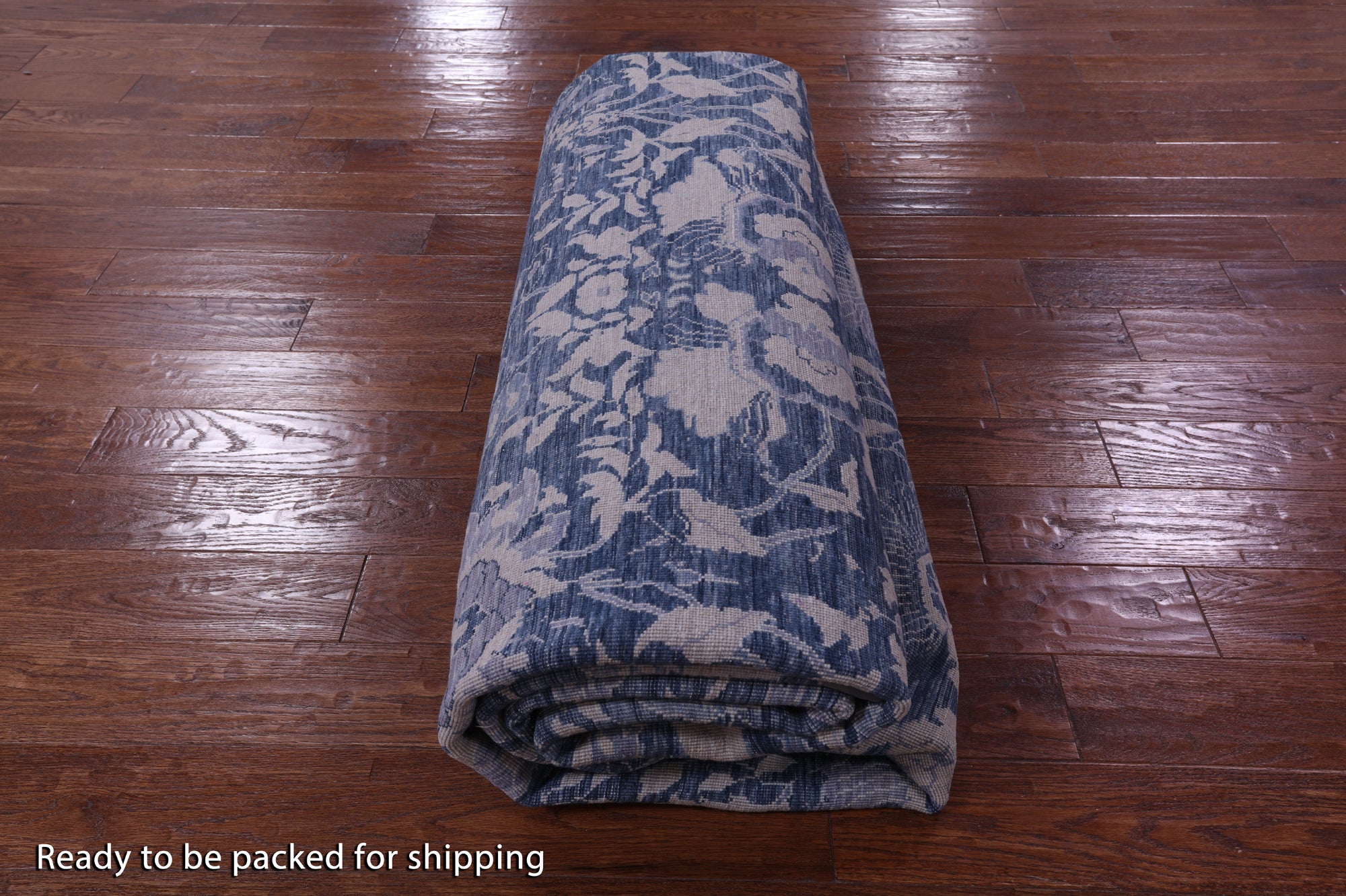 Blue Square Modern Hand Knotted Wool Rug - 9' 10" X 9' 11" - Golden Nile