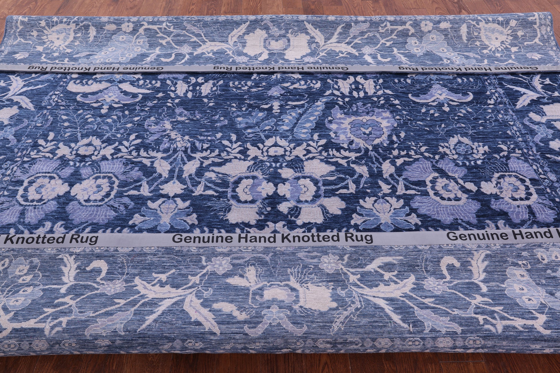 Blue Square Modern Hand Knotted Wool Rug - 9' 10" X 9' 11" - Golden Nile