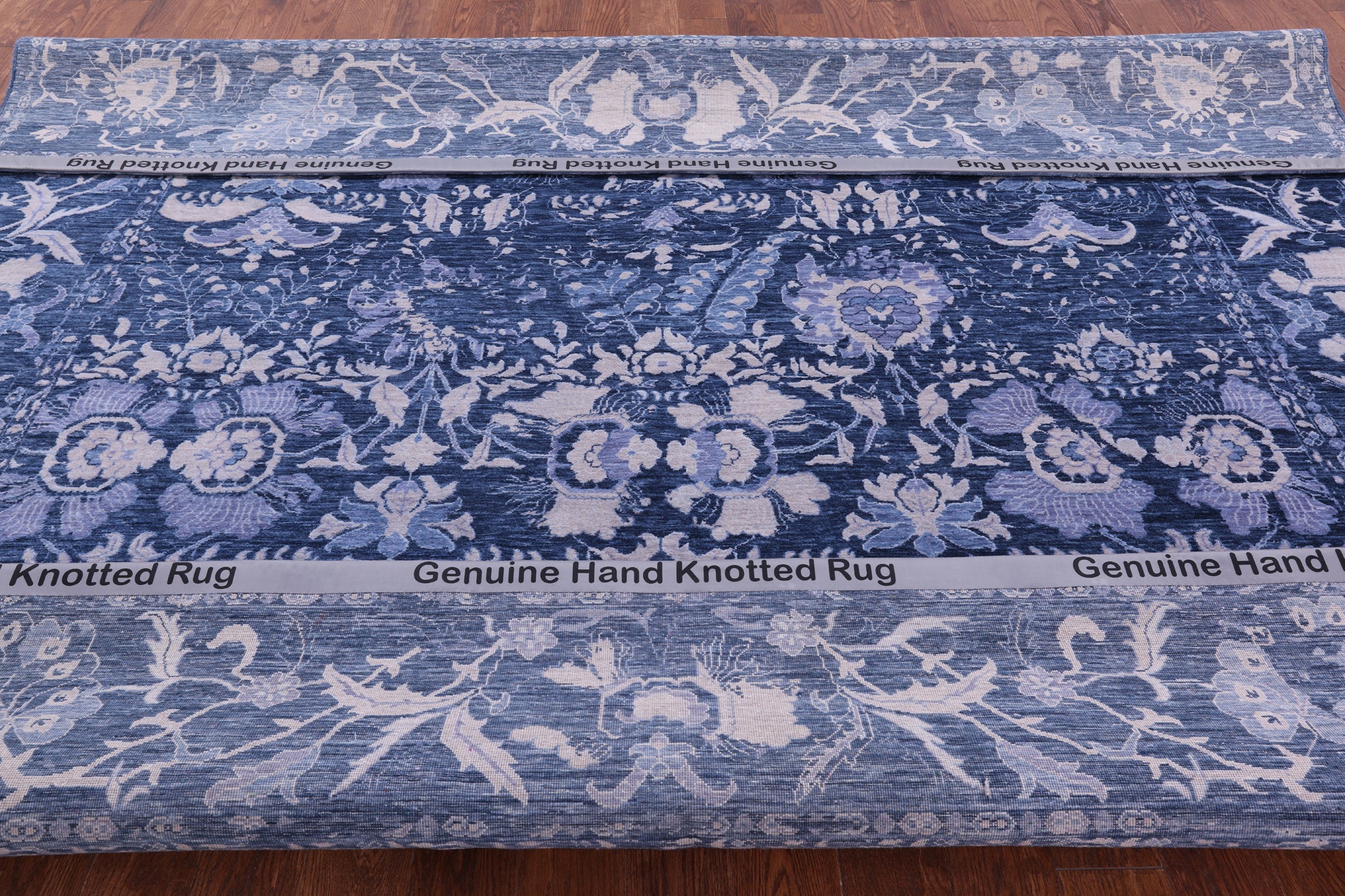 Blue Square Modern Hand Knotted Wool Rug - 9' 10" X 9' 11" - Golden Nile