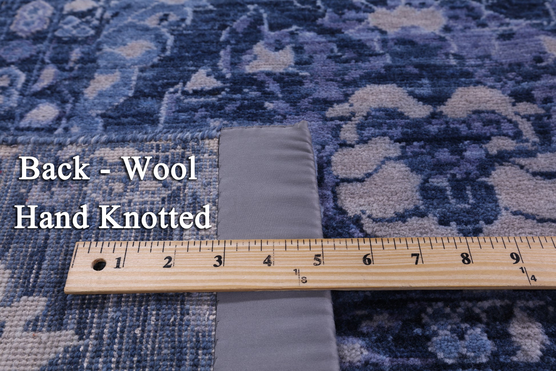 Blue Square Modern Hand Knotted Wool Rug - 9' 10" X 9' 11" - Golden Nile
